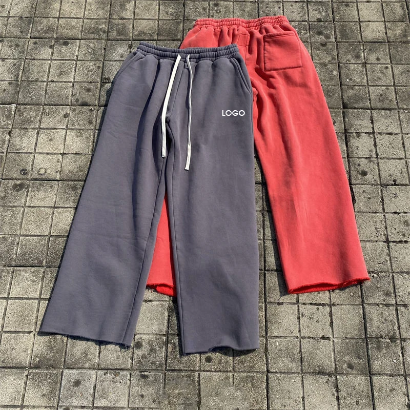 2025 Vintage Distressed Acid Wash Men's Casual Mid Waist Midweight Sweatpants Cotton Straight Leg Embroidery Cozy Comfort Style