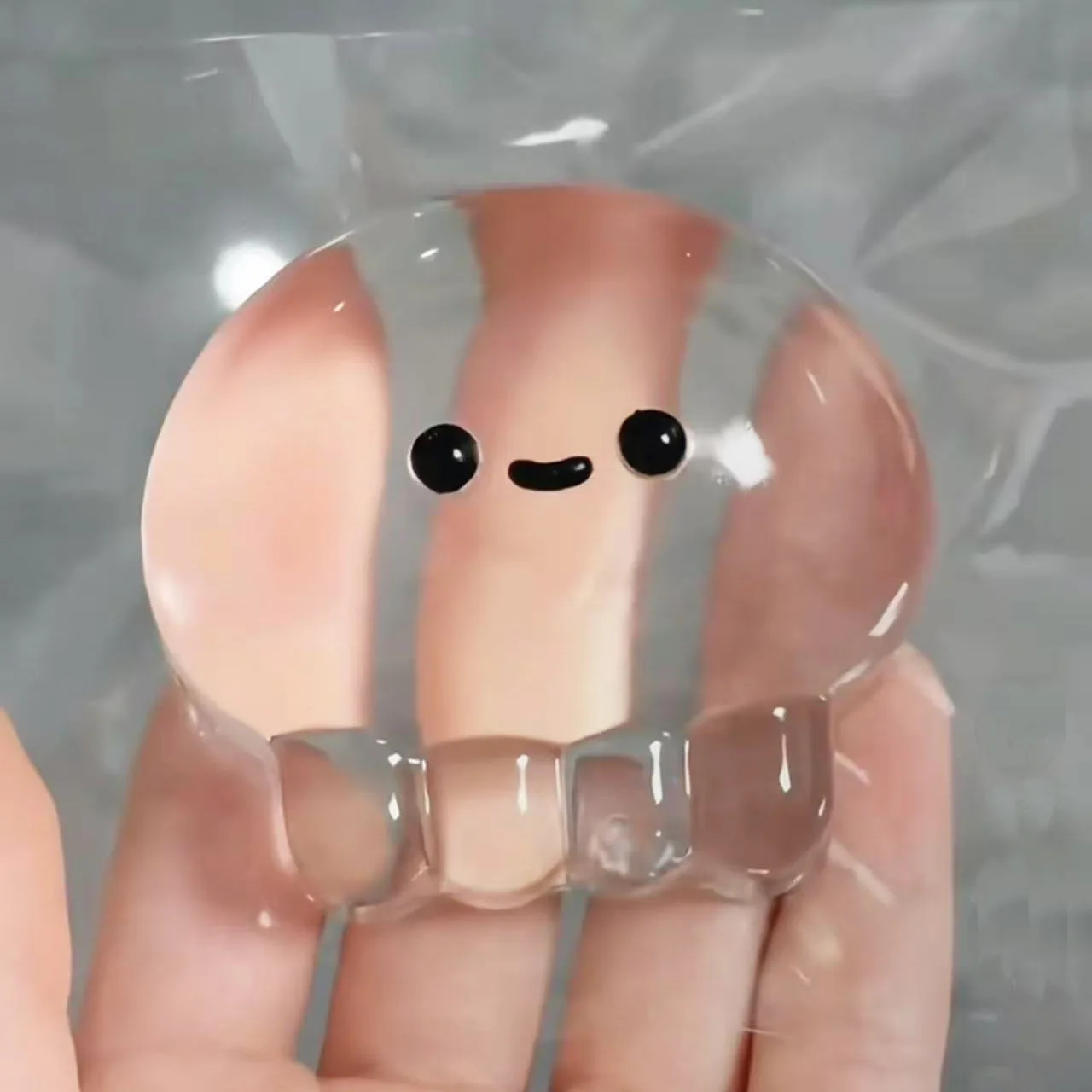 かわいい透明ピンククラゲ スクイーズ粘着玩具-6cm-ストレス解消ギフト