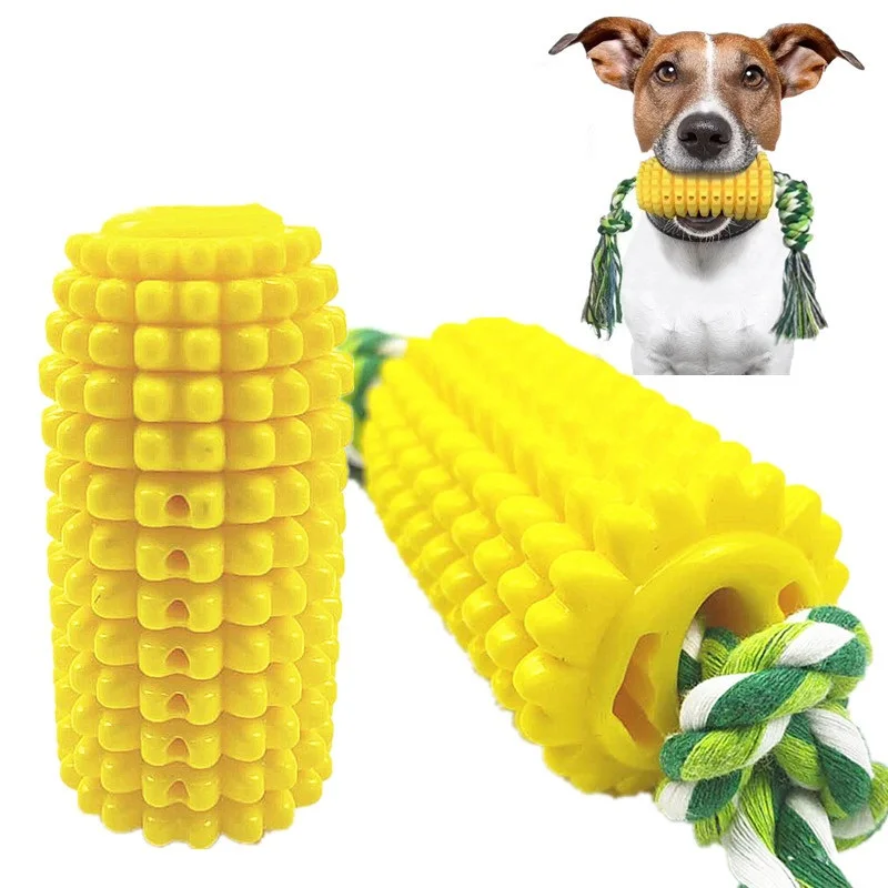 New Pet Teething Toy Tpr Corn Teething Rod Hot Selling Bite-Resistant Pet Rope Knot Toy