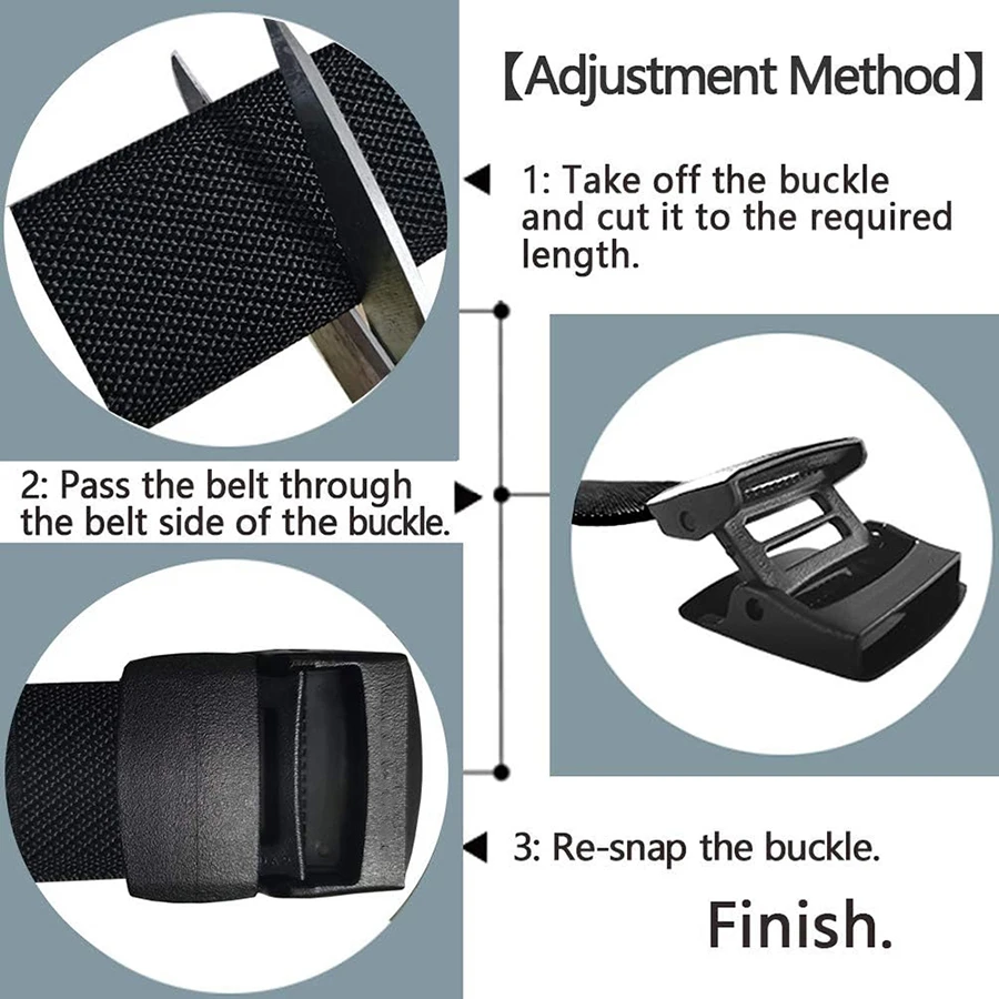 Elastic Belts Stretch Canvas No Metal Plastic Buckle Work Travel Sports Trim Fit Waist Tactical Belt