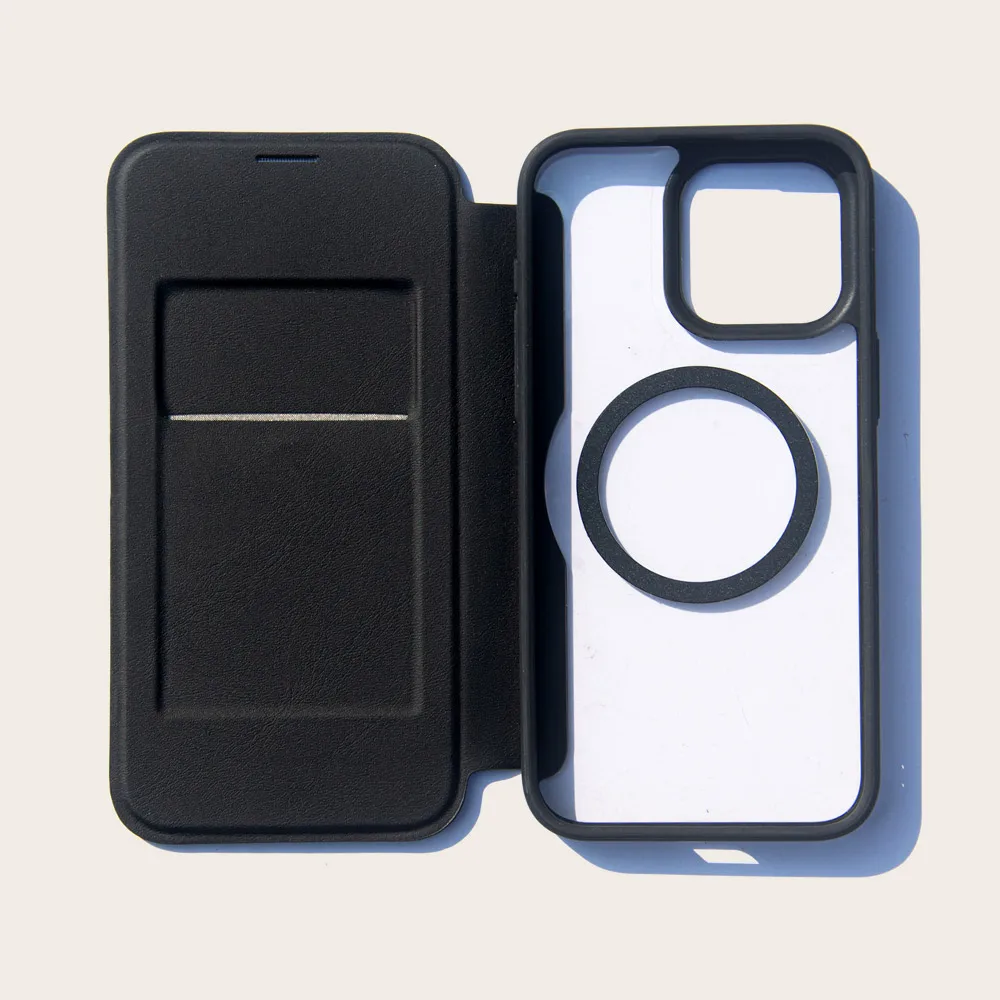 Business Smart Luxury Ins Style TPU Leather Phone Case Magnetic Logo Customizable Wallet Flip Cover Wireless Charging Model Pro
