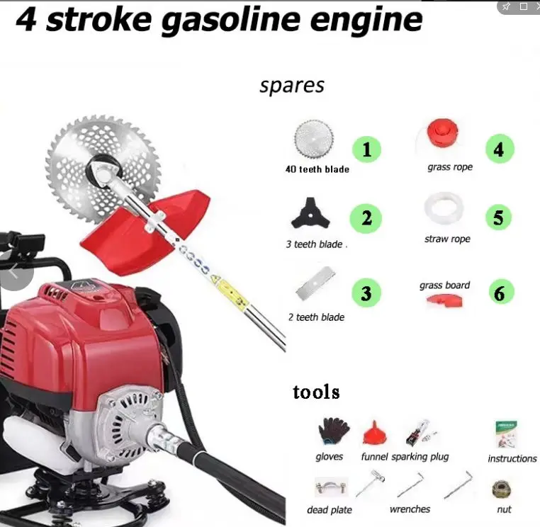 Household Multifunctional Backpack Four Stroke Petrol Manual Hand Push Brush Cutter Grass Trimming Machine for Sale