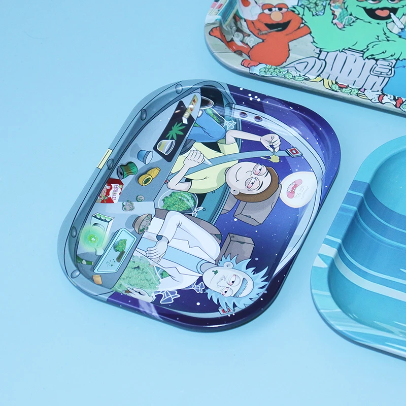 Custom Raw Serving Tray Weed Metal Rolling Tray Set Mold With Magnetic Lid And Grinder