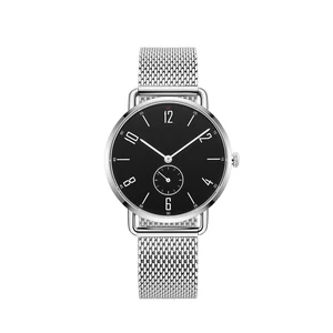 Classic Fashion Girls Quartz Ronda Movement 5BAR Water Resistant Watch Black Color Small Second Hand Stainless Steel Crocodile