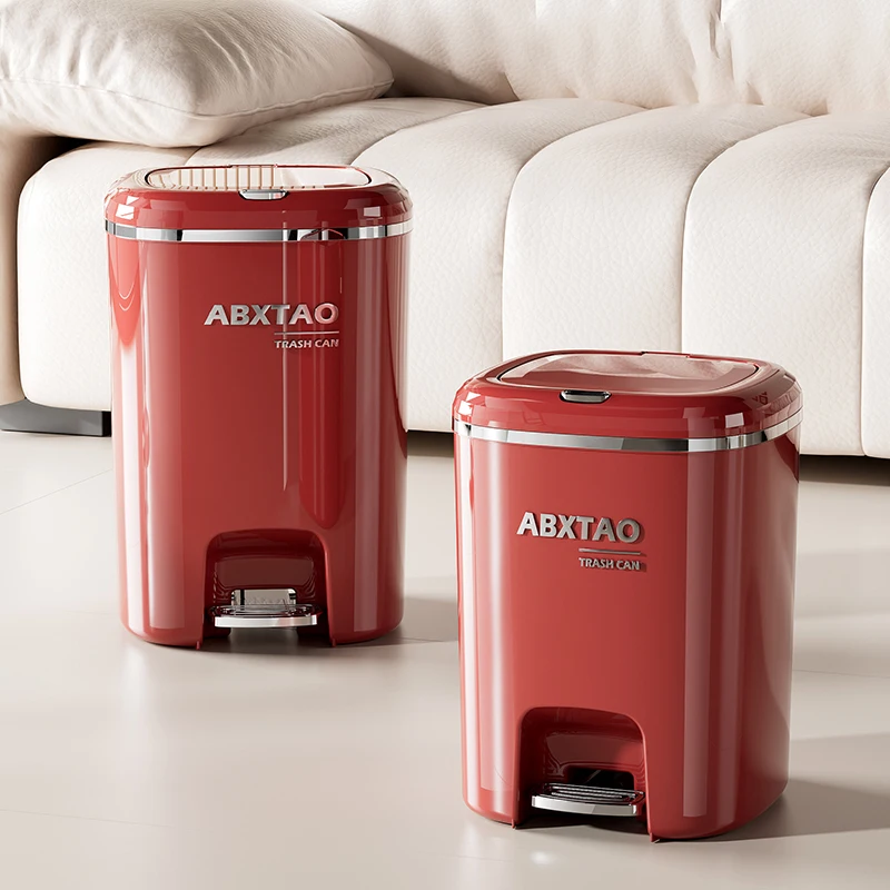 WANUO 15L/20L Kitchen Trash Can Plastic Trash Can Step-On Trash Can with Removable Inner Bucket