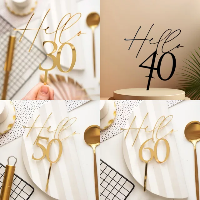 Acrylic Birthday Cake Decoration 30-year-old 40-year-old 50-year-old 60-year-old Number Plug-in Cake Topper Decoration