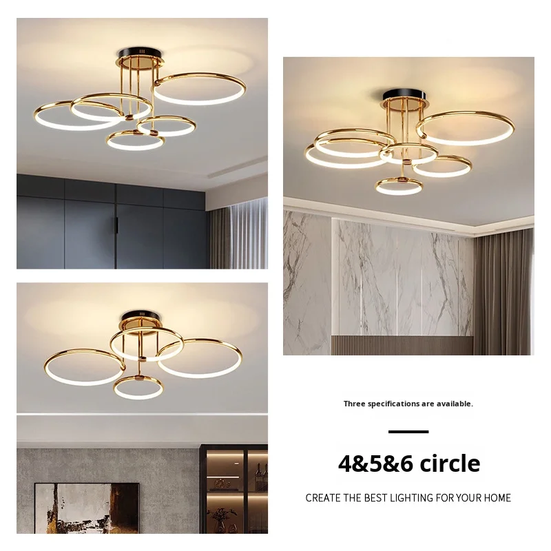 مصباح معلق حديث من الطراز الإسكندنافي مع إضاءة LED، تصميم بسيط على شكل حلقة، مناسب لغرفة الطعام وغرفة المعيشة وغرف النوم الرئيسية لمصابيح السقف