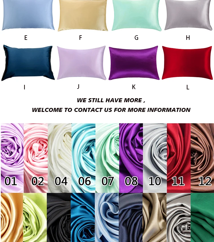 Wholesale Oem Satin Silk Pillow Cover 6a Grade 16/19/22 Momme 100 Pure