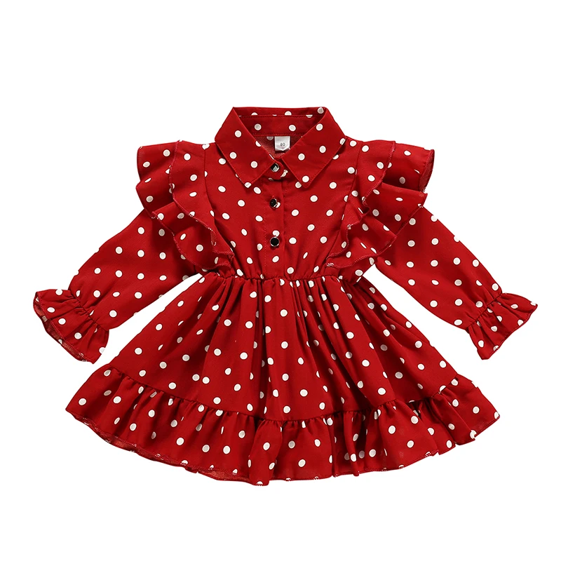 
Оптовая продажа в европейском стиле платье для девочек, красное платье в горошек; Платье в винтажном стиле для ОСЕНЬ детское платье; Одежда для детей 
