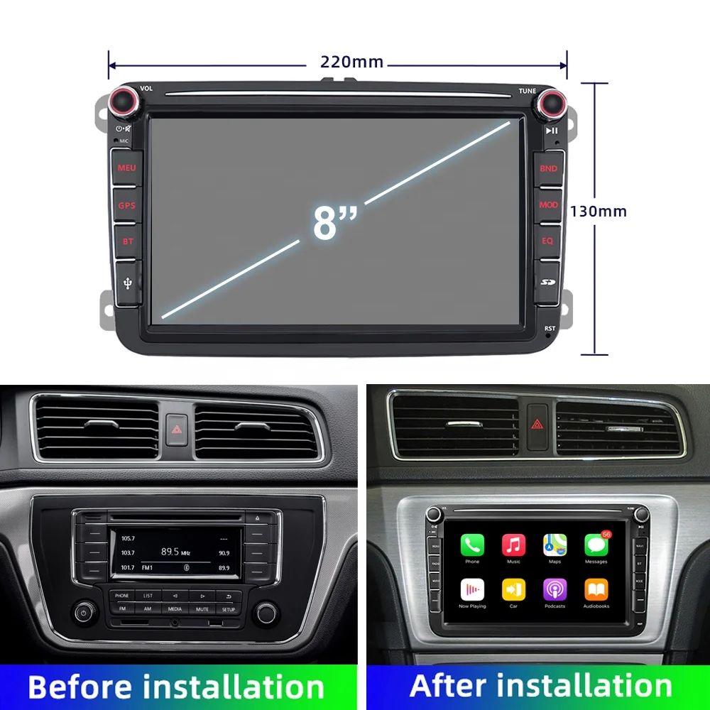 VW Android 2 DIN 1GB/2GB+16GB/32GB coche MP5 Reproductor de vídeo  multimedia GPS para coche Auto Radio Radio Stereo Audio del coche de 8  pulg. - China Radio, equipo estéreo del coche