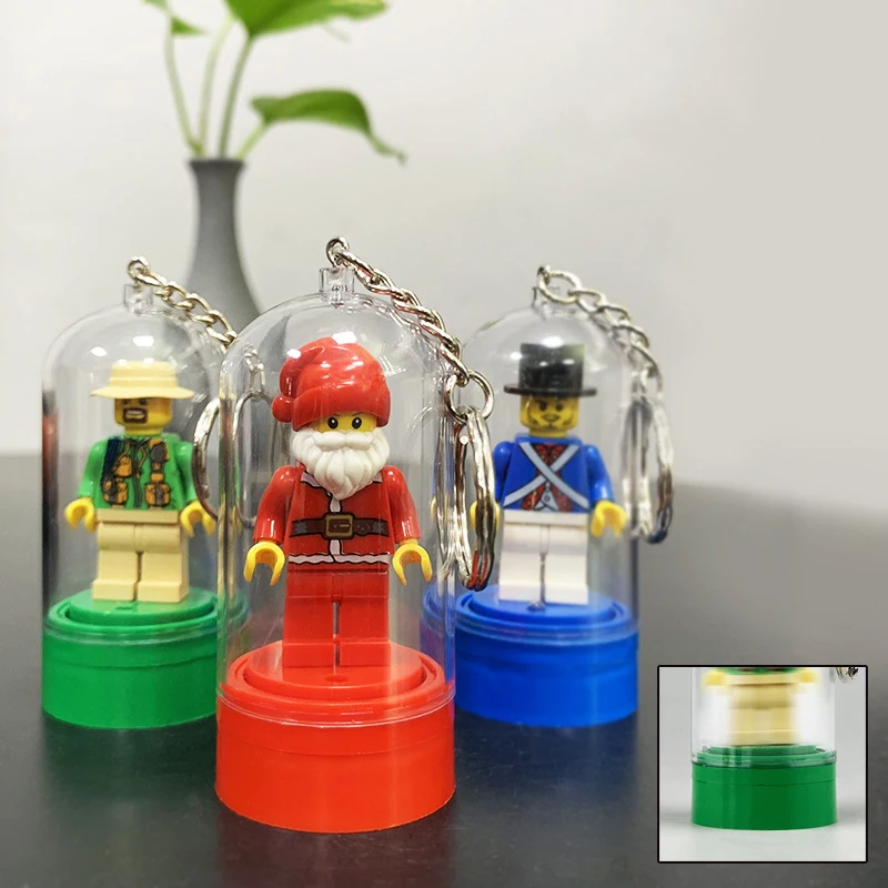 Key Chain Ring Mini Figure Display Box Figure Show Box Building Blocks Phone Pendant DIY MOC Bricks Toys for Gift