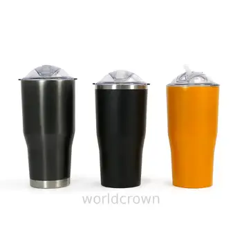 Wholesale 30oz double wall pro grade stainless steel vacuum insulated matte black tumbler with straw