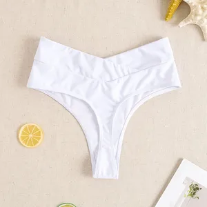 2026 New European American Style Cross Sexy Off-the-Shoulder Spandex/Polyester Woven Bikini Bottoms Swimwear for Women 1 Piece