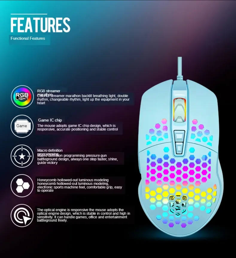 V9 Wired Mouse Mechanical Motion Sensitive Rgb Gaming Mouse For