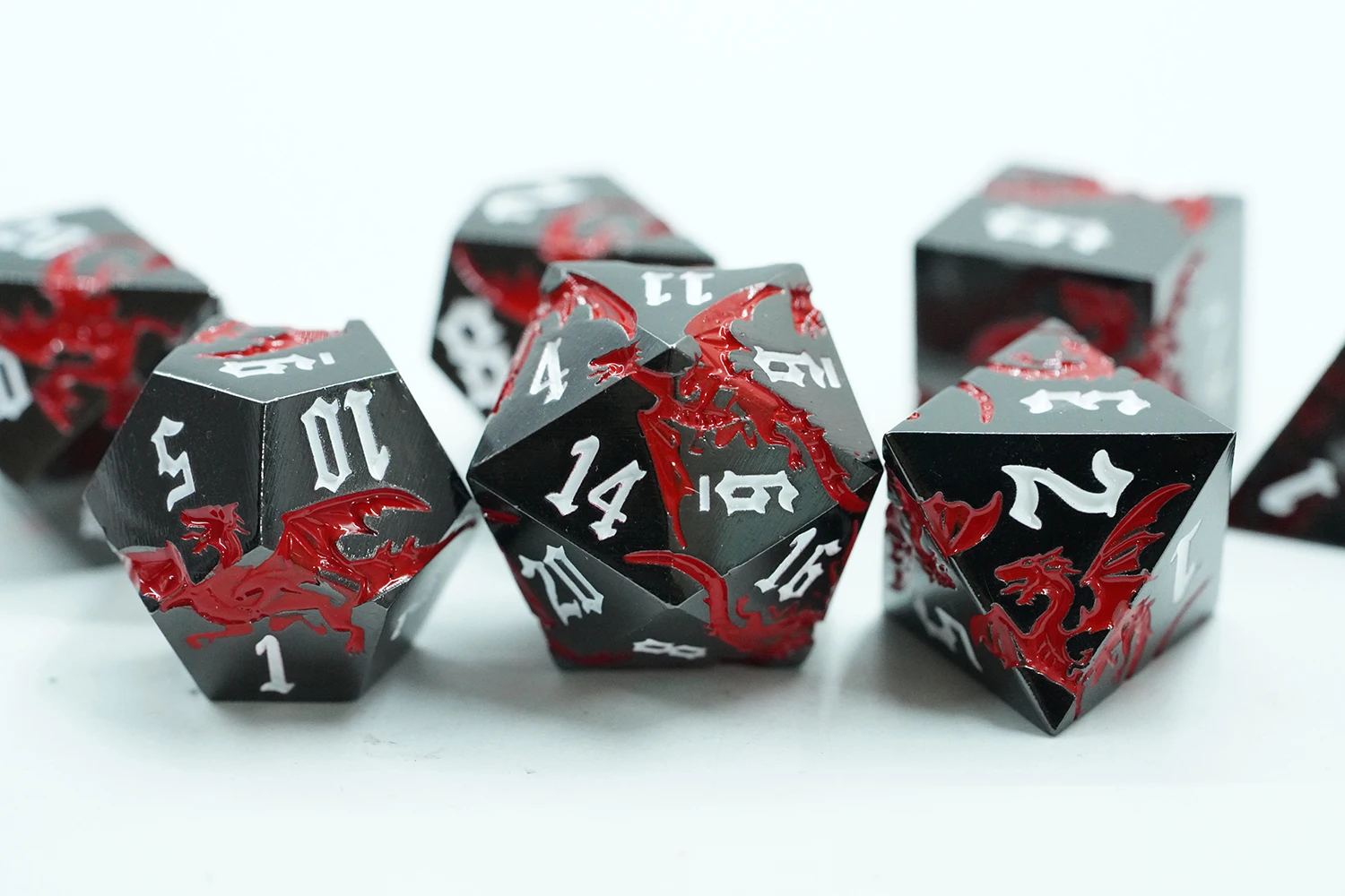 12-sided Game Dice 7pcs Set Multi-sided Digital Dice Complex Pattern ...