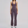 Flare pants&tank top-Eggplant purple