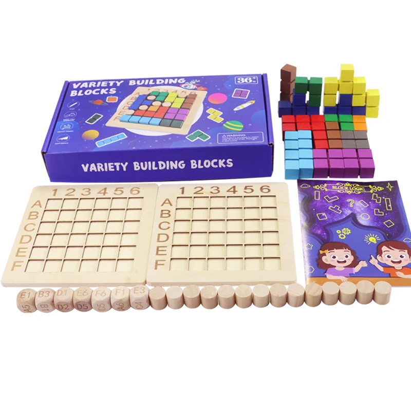 Single And Double Combat Magic Cube Wooden Building Block Toy Children's Puzzle Early Math And