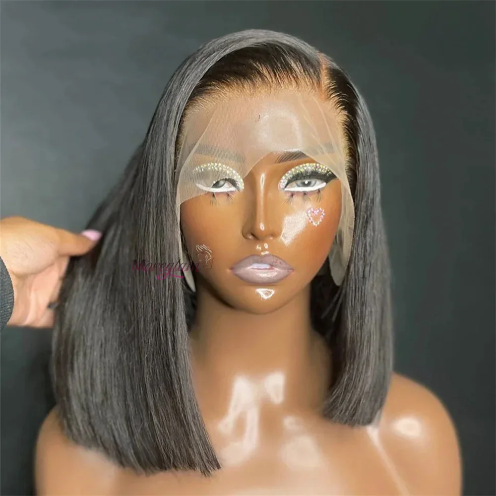 Chocolate Brown Short Bob Wig Human Hair 13x4 Lace Front Wig Brown Straight Short Bob Wigs For Woman Bleached Bob Wig_voghion.com