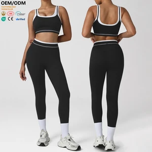 XW-LD0010-2 Butt Lifting Women Custom Elastic Waist Gym Clothing Workout Fitness Training Chest Pad 2 Piece Yoga Wear Set