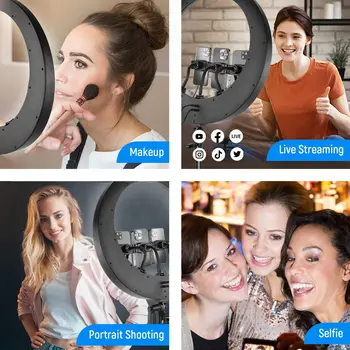 NEEWER Ring Light RP19H 19 Inch with Stand and 3 Phone Holders, Upgraded 2.4G and Touch Control, Smooth Dimming at 1%, 42W CRI product image
