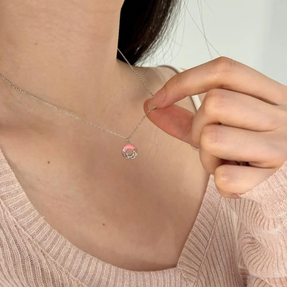 KAKODIY Unique 925 Sterling Silver Fine Jewelry for Women 5A Cubic Zirconia Pendant Donut Shape Necklace detail 7