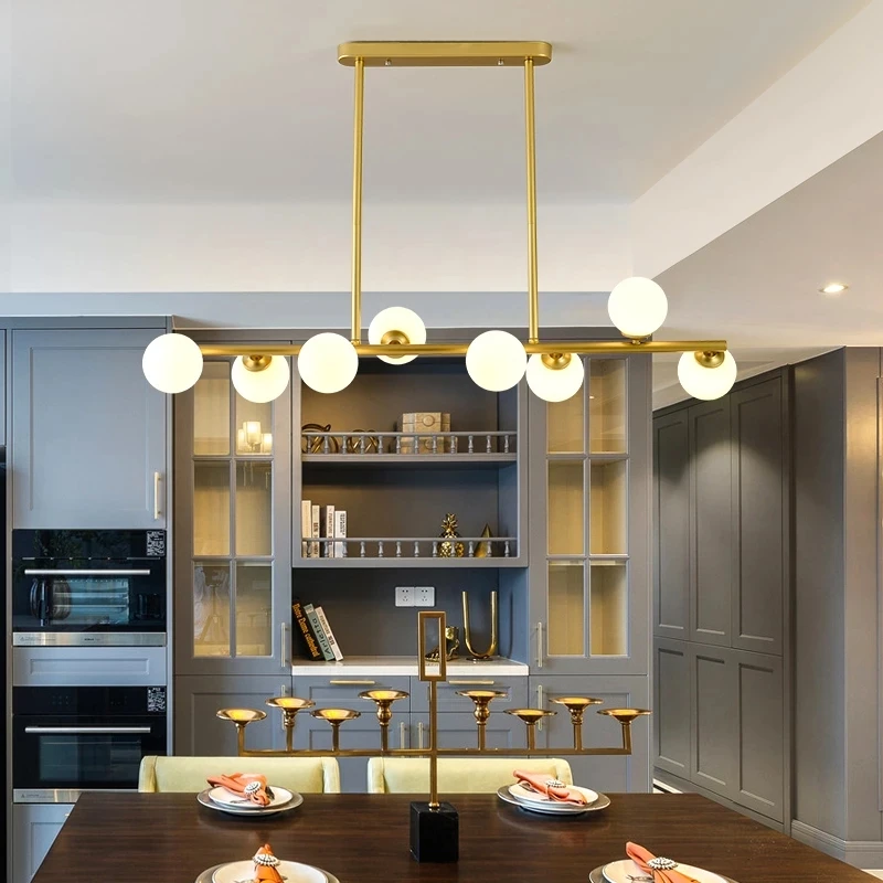 Modern Dining Room Ceiling Chandelier Suspension Horizontal Glass Balls Chandeliers Kitchen Hanging Lamp Office Front Desk Light
