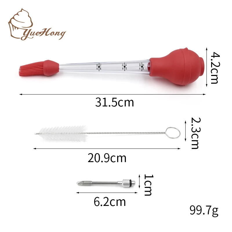Baster Per Tacchino In Silicone – 2 Pezzi Con Spazzola Di Pulizia, Resistente Al Calore, Per Arrosti E Carni