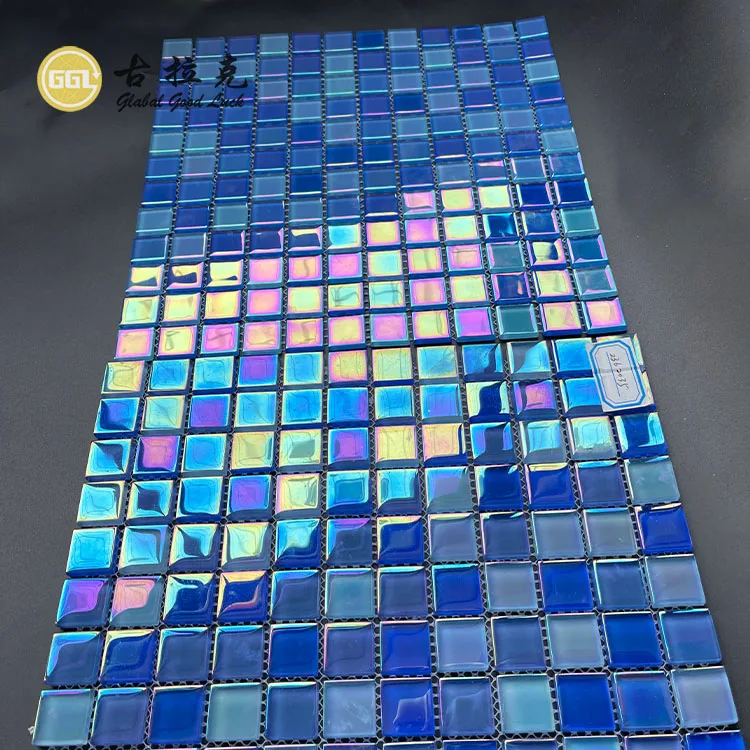 Square Glass Mosaic Tiles Blue Color Swimming Pool Tiles in 300*300 mm