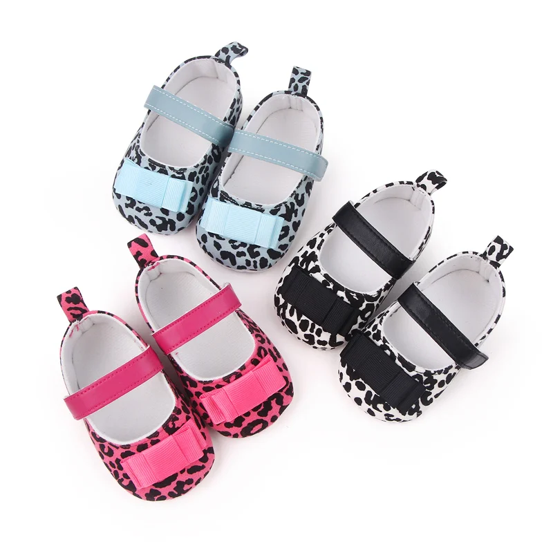 Spring Summer and Fall Fashion Leopard Print Bow Princess Shoes for Baby Girls Toddler Shoes