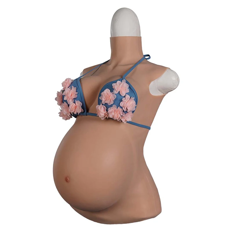 Skinless Silicone Breast Form Lightweight Real Month Silk Cotton Filling False Pregnancy Belly Photo Performance Props