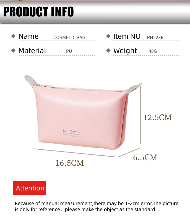 Makeup Bag Portable Travel Pu Cosmetic Bags For Women Small Zipper ...
