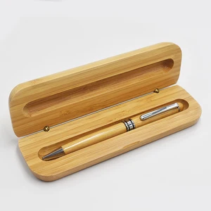 Luxury Graduate Wedding Birthday Christmas Company Gift ECO Friendly  Wooden Bamboo Ball Pen with Bamboo Case Engrave Logo