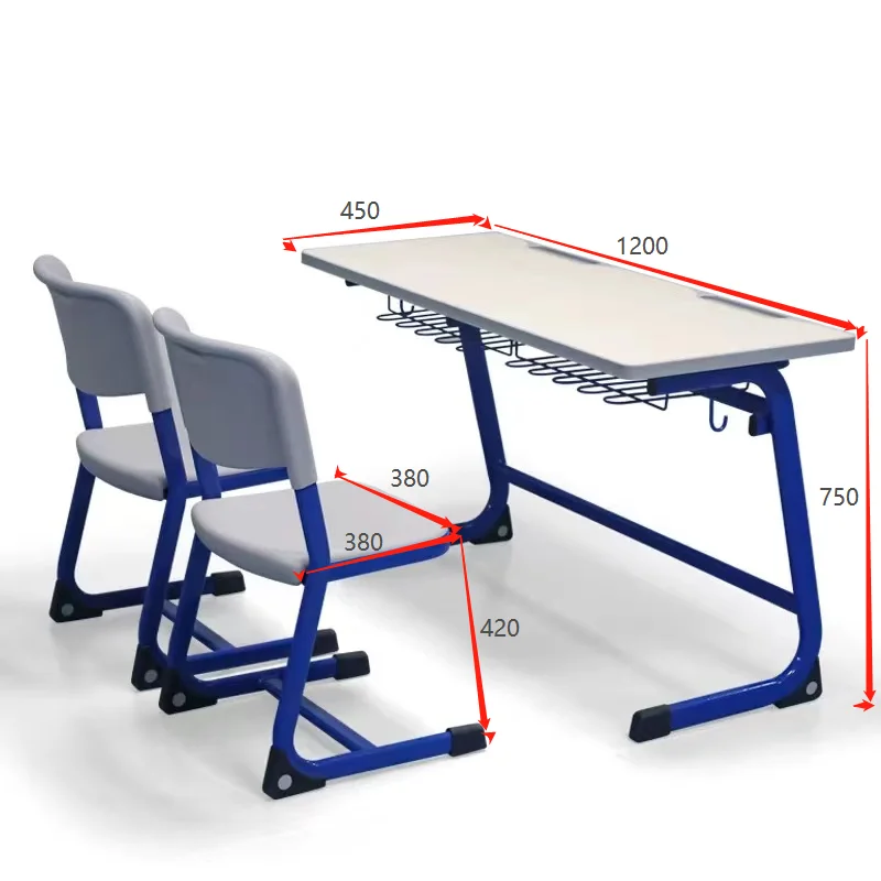 Factory Wholesale School Furniture Double Bench Student Desk And Chair