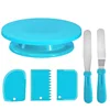 Ensemble de plateau tournant à gâteau 6 pièces [Bleu - Emballage en boîte de couleur]