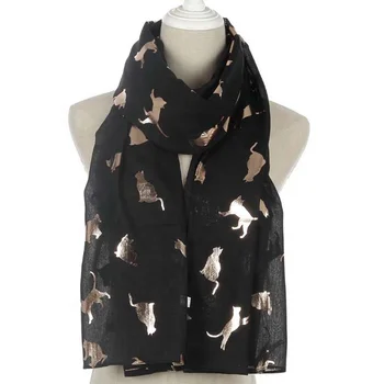 wholesale cartoon cat animal design polyester printing scarf for women