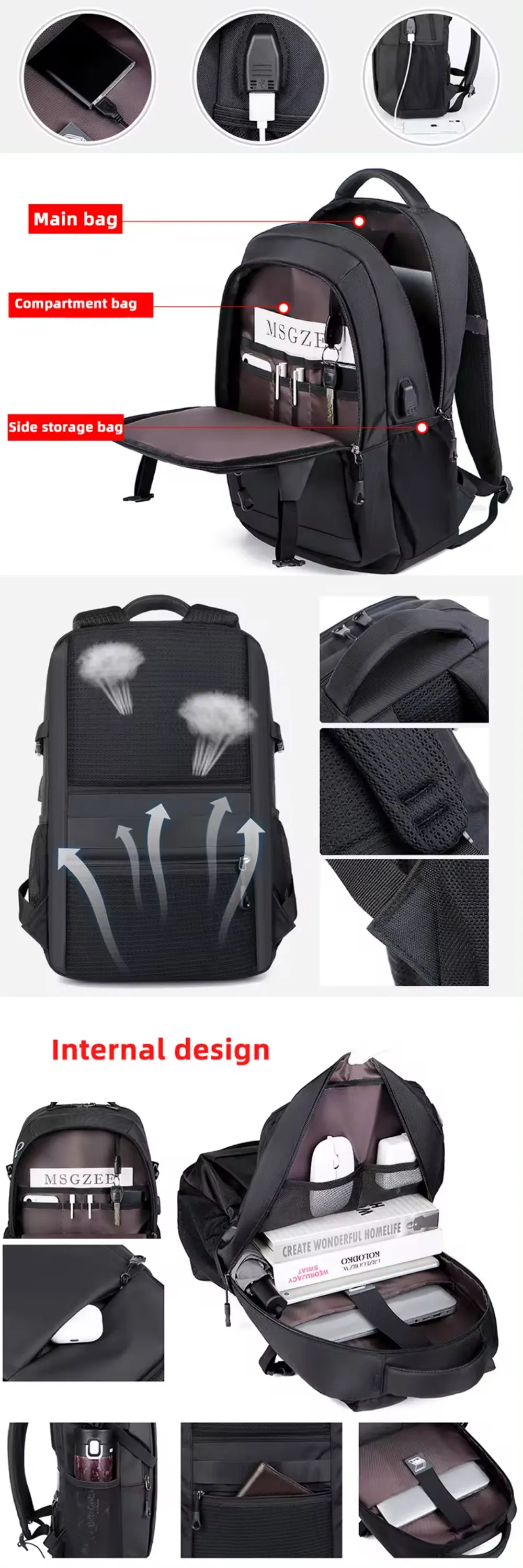 product laudtec 173 inch laptop backpack waterproof men business shockproof bag school mochilas usb trolley computer custom logo dnb75-29