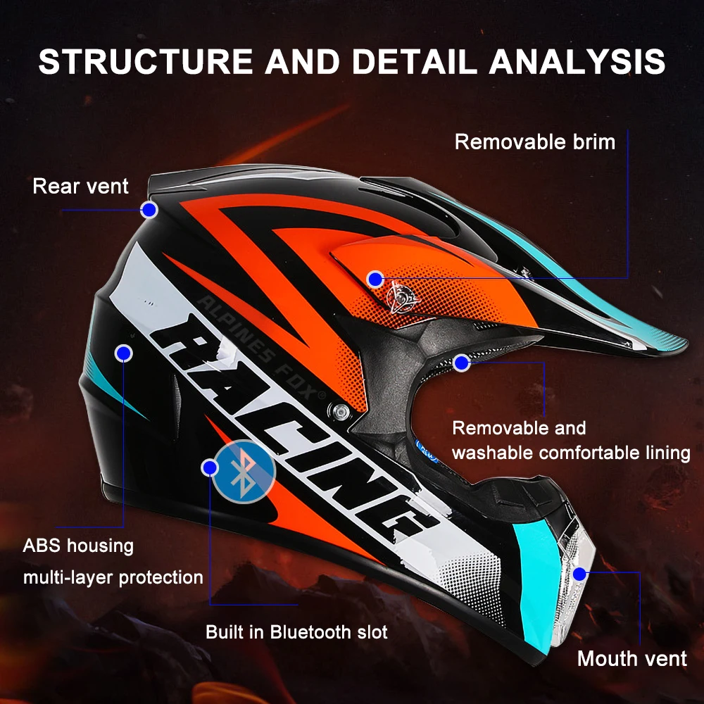 ALPINES FOX Motorcycle Helmet DOT Mountain Bike Off Road Casco Men Woman Unisex Downhill Motocross Racing Helmet M-XXL