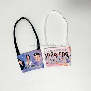 Kpop 2023 Custom Logo Print Milk Bubble Tea Carrier Holder Take Away Cup Holder Bag Cotton Canvas K-pop Cup Sleeve