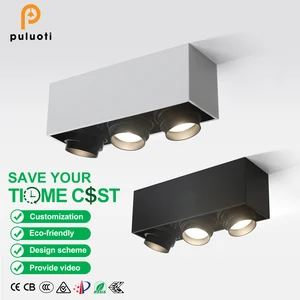 Modern 36W Spot Light Aluminum Adjustable Beam Angle LED Ceiling Light White Square Surface Mounted 3-Head Led AR80 Spotlight