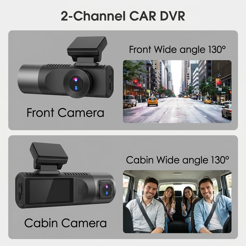 VIEVGUARB VS105E Dash Cam Night Vision 2K 1080P WiFi Dual Lens 2 Channel Black Box Cabin