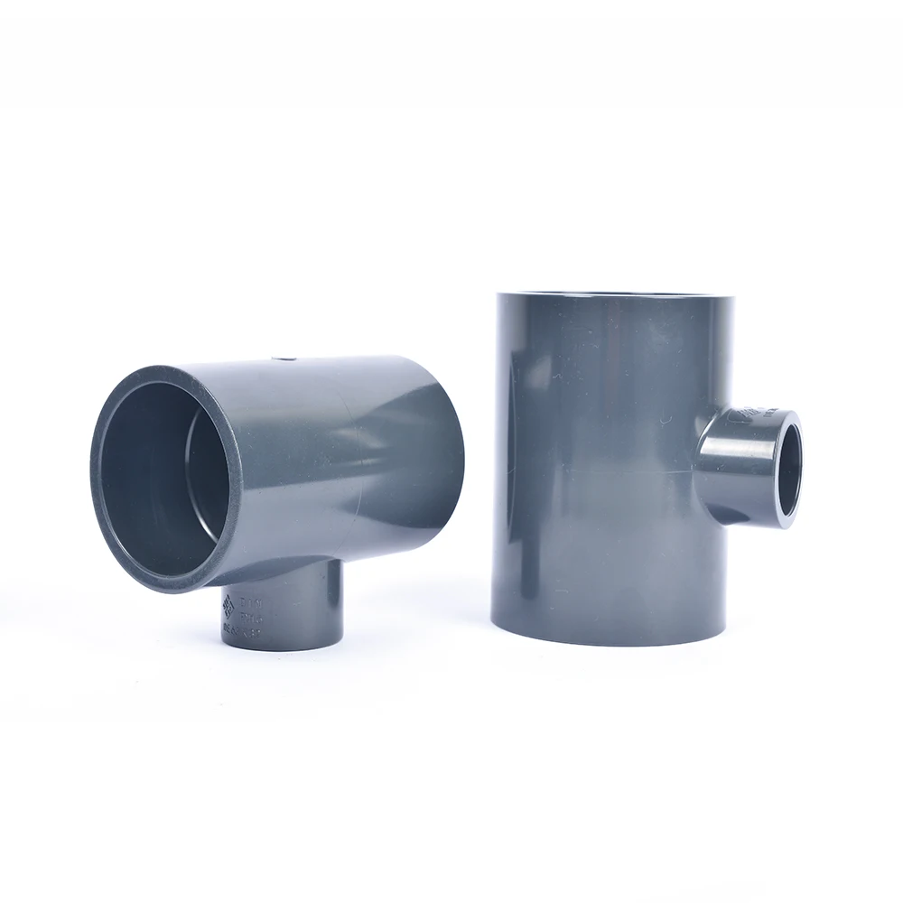 Custom Daqs Kollha Tagħmir tal-Plaming Fittings PVC-U Plastics reducer Tee UPVC Reducing Diameter Tee