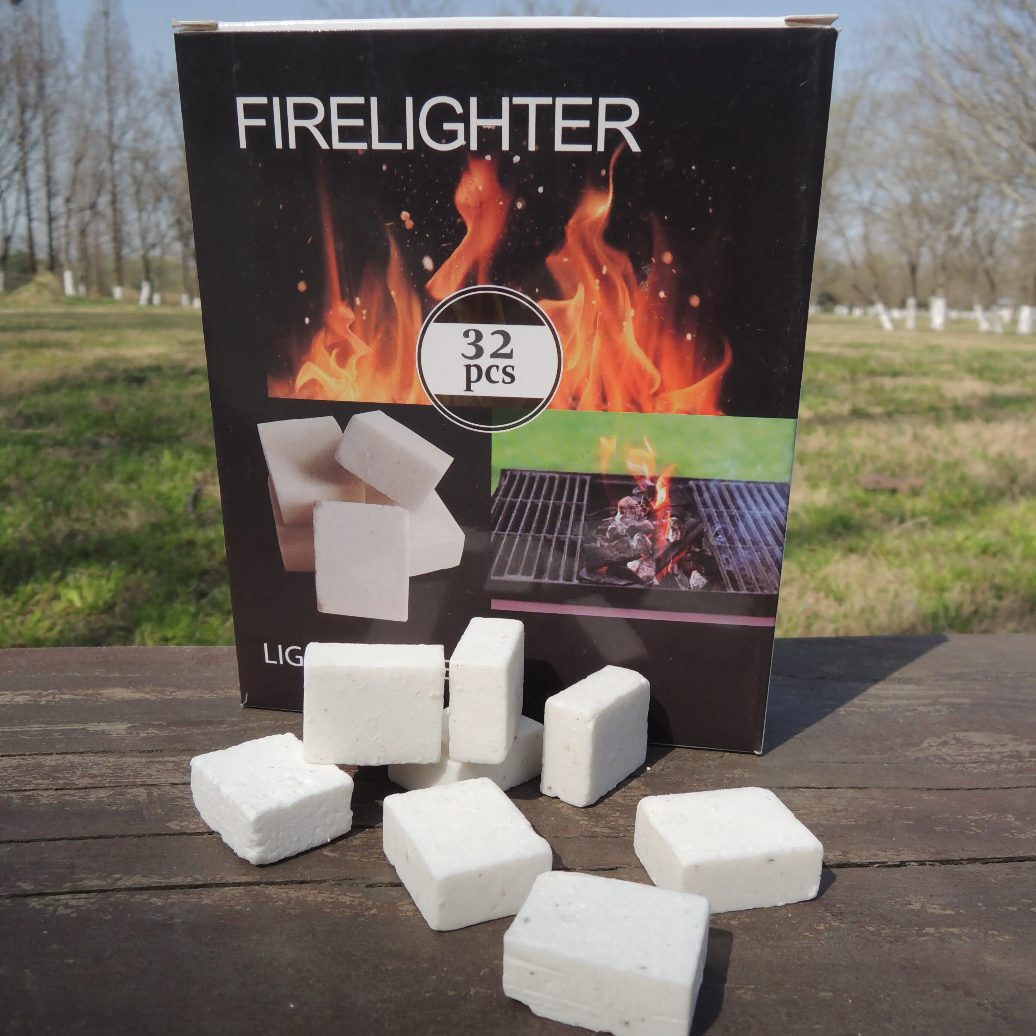 Factory Supplied Eco-Friendly White Charcoal Fire Starter Cubes Outdoor  Camping Fire Lighter