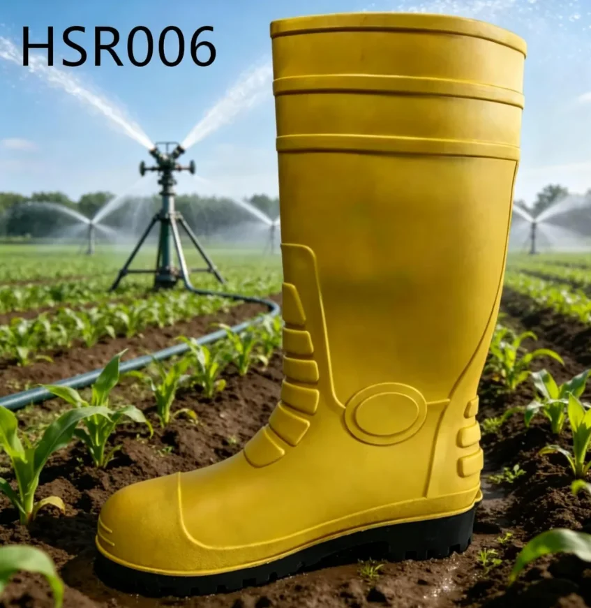 ZYF, Stivali da pioggia in PVC per giardinaggio, pesca e agricoltura, modello alto, stivali alti fluorescenti gialli per l’irrigazione agricola HSR006