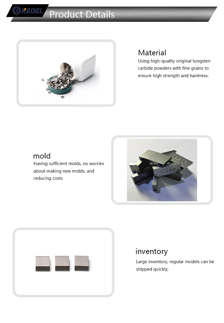 Customized Size 100% Virgin Tungsten Carbide Brazed Tips for Stone Cutting and Carving YG8 Alloy