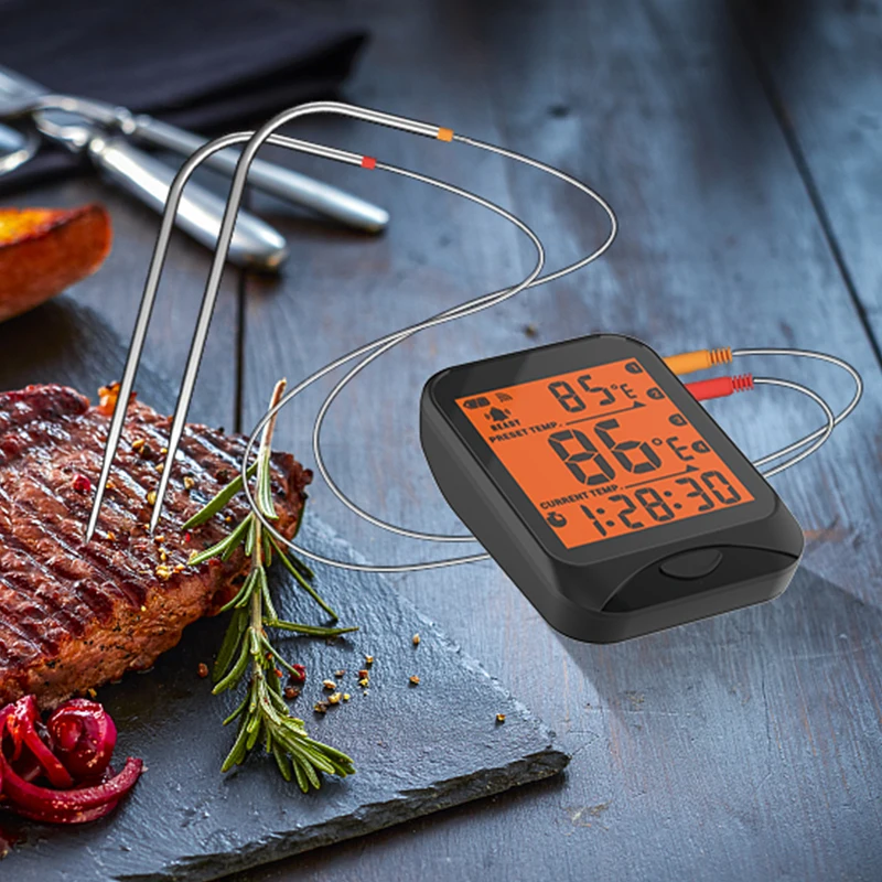 Wireless Meat Thermometer, Accurate Fast Read Digital Grill Thermometer  with Dual Probes Temperature & Time Alarm, 328FT range