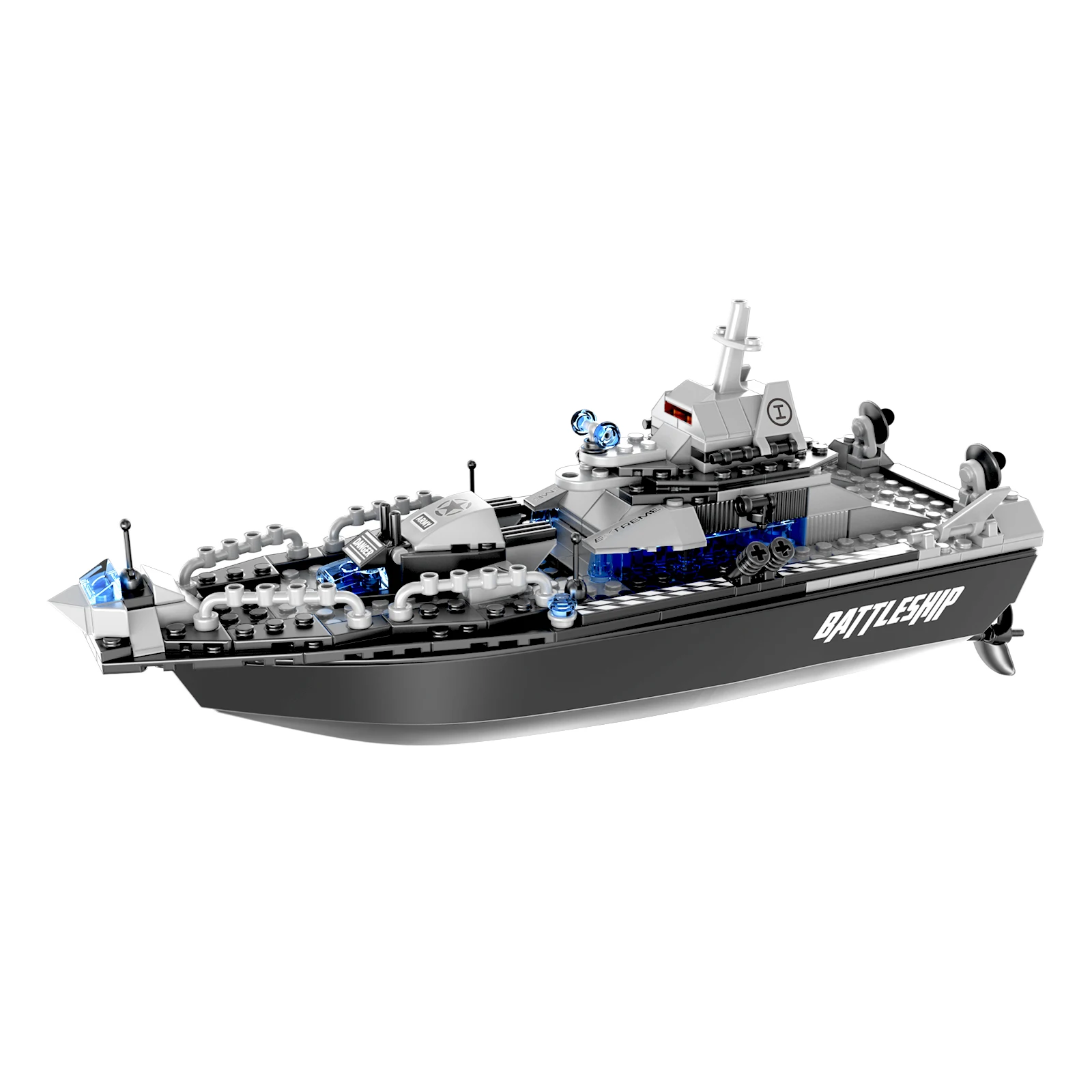 V107 Military Battleship Stem Toys Ship Rc Boat 2 In 1 Construction ...