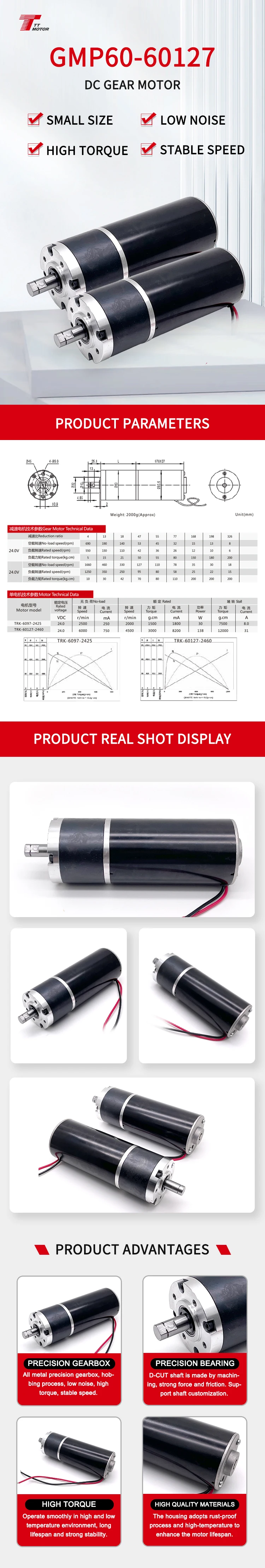 12V 24V Dc Planetary Gear Motor High Torque Low Rpm 60mm Dc Micro ...