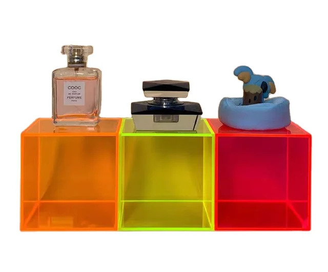 Square Plastic Plexiglass Cube Crystal  Cosmetics Organizer Acrylic Box Color Makeup Storage Box