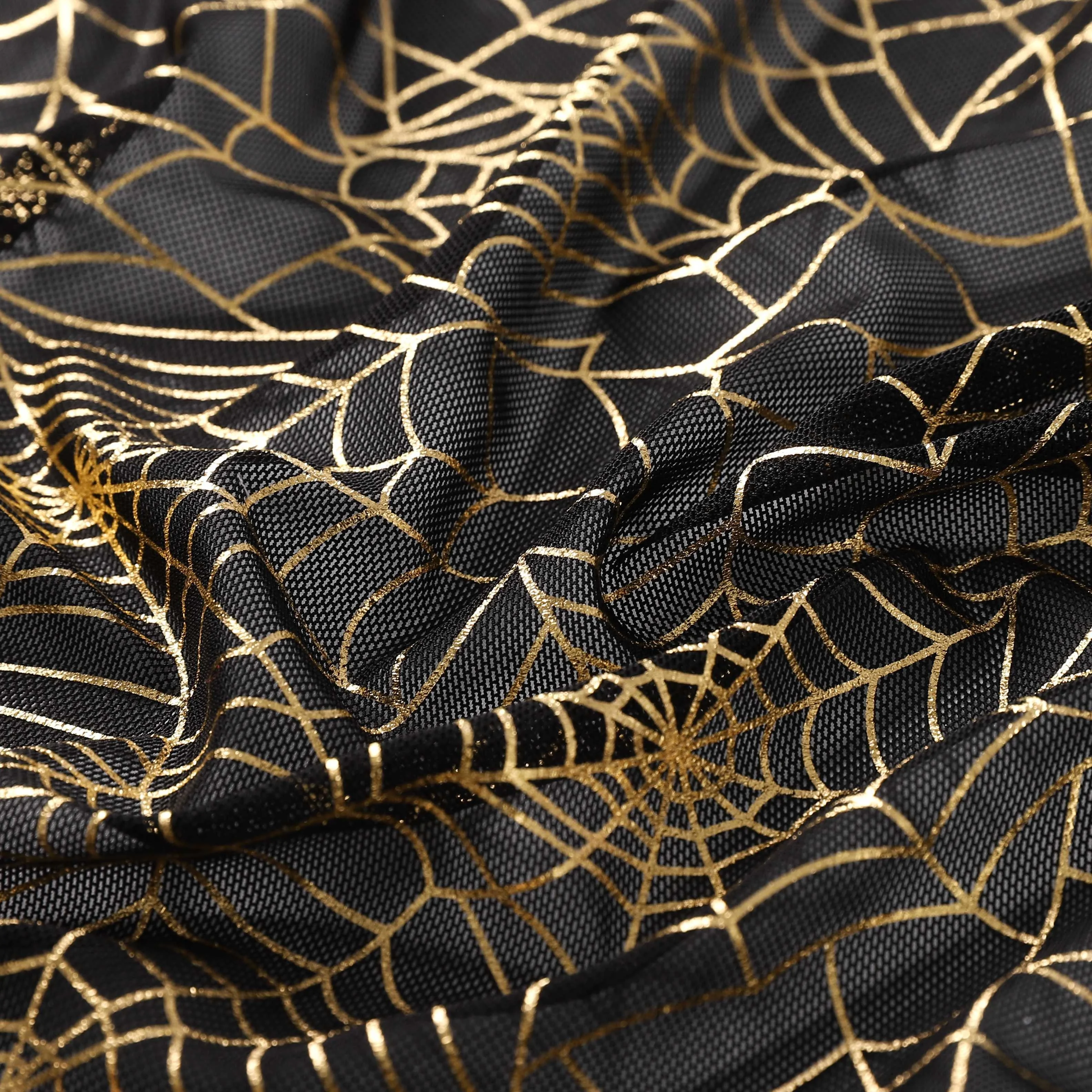 Factory Direct Sale Spider Web Print Gold Stamp Hot Power Mesh Printed Spandex Silver Stamping Foil for Garment