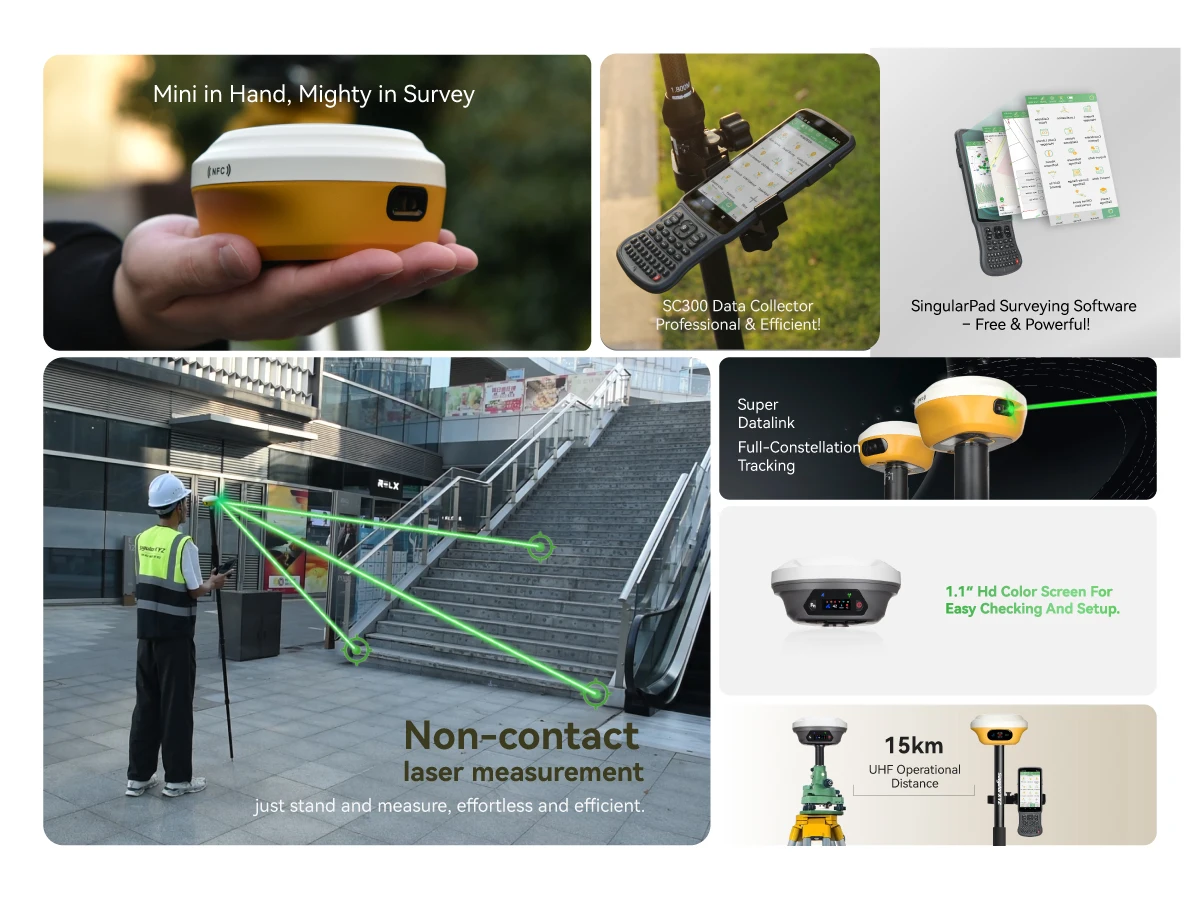 SingularXYZ L1 Laser GNSS Receiver 10m Laser Measurement Centimeter ...